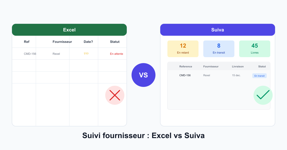 Suivi fournisseur Excel vs Suiva : quelle solution choisir en 2026 ?